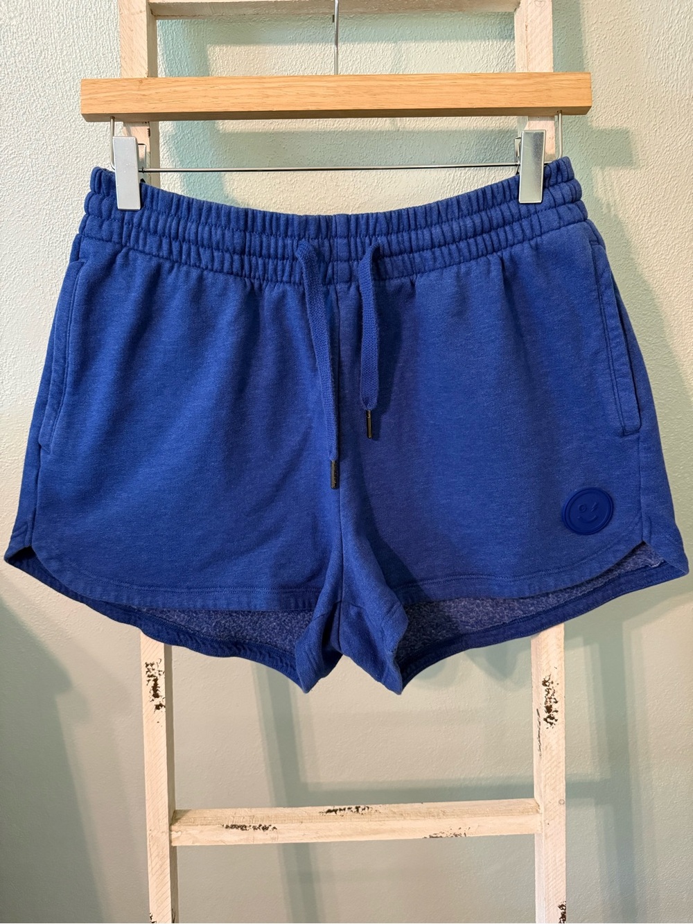 Gilly Hicks Bright Blue Drawstring Athletic Sweat Shorts Size L Women Pockets